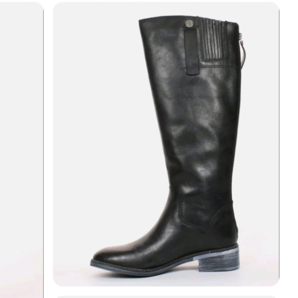 NWOT Franco Sarto Becky Knee-High Boot, Black Tumbled Leather, Size 6